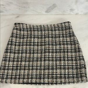 LOFT Black and White A-Line Mini Skirt